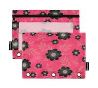 Ttgoth Daisy - Estuche para lápices de 3 anillos, 2 estuches para lápices con ventana transparente con cremallera, organizador de artículos de papelería, bolsa de cosméticos
