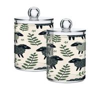 Ttgoth Darkgray Sheeps Qtip - Dispensador de acrílico para baño, 2 tarros de boticario, organizador de maquillaje para almohadilla de algodón, brotes, hisopos, bolas