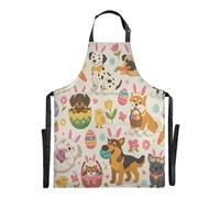 Ttgoth Delantales de Pascua con babero para perros para mujeres y hombres, delantal de cocina con cuello ajustable y bolsillos grandes para cocinar, hornear, cafetería, jardinería