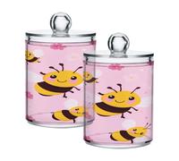 Ttgoth Dispensador de cactus del desierto Qtip Tarros acrílicos para baño, 2 tarros de boticario, organizador de maquillaje para almohadilla de algodón, brotes, hisopos, bolas