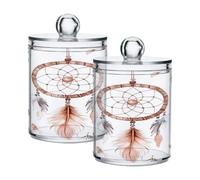 Ttgoth Dispensador de cactus verde Qtip acrílico para baño, 2 tarros de boticario, organizador de maquillaje para almohadilla de algodón, yema, hisopo, bola