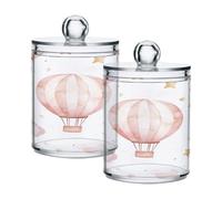 Ttgoth Dispensador de cactus verde Qtip acrílico para baño, 2 tarros de boticario, organizador de maquillaje para almohadilla de algodón, yema, hisopo, bola