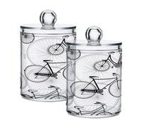 Ttgoth Dispensador de helados Qtip - Tarros acrílicos para baño, 2 tarros de boticario, organizador de maquillaje para almohadilla de algodón, brotes, hisopos, bolas