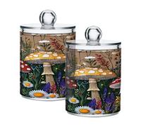 Ttgoth Dispensador de hongos Qtip para baño, 2 tarros de boticario, organizador de maquillaje para almohadilla de algodón, yema, hisopo, bola