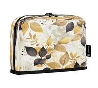 Ttgoth Estuche de pie con hojas doradas, gran capacidad, plegable, portátil, organizador de almacenamiento para escritorio, escuela, suministros de oficina, 21 x 5 x 15 cm