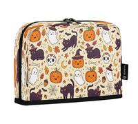 Ttgoth Estuche de pie para lápices de Halloween Boo de gran capacidad, plegable, portátil, organizador de almacenamiento para escritorio, escuela, suministros de oficina, 21 x 5 x 15 cm