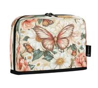 Ttgoth Estuche de pie para lápices, diseño de mariposa de peonía, bolsa plegable para bolígrafos, organizador portátil de almacenamiento para escritorio, escuela, suministros de oficina, 21 x 5 x 15