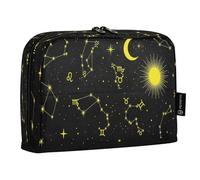 Ttgoth Estuche de pie para lápices, diseño de sol y luna de gran capacidad, plegable, portátil, organizador de almacenamiento para escritorio, escuela, suministros de oficina, 21 x 5 x 15 cm