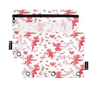 Ttgoth Estuche para lápices de 3 Anillas, Carpeta de Flores y Mariposas, Estuche con Cremallera Transparente para lápices, Bolsa de cosméticos, Paquete de 2, a, 15.5X24.5cm, Moderno