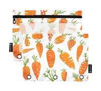 Ttgoth Estuche para lápices de 3 Anillas, Hojas de Hongo, Estuche con Cremallera Transparente para lápices, Bolsa de cosméticos, Paquete de 2, a, 15.5X24.5cm, Moderno