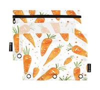 Ttgoth Estuche para lápices de 3 Anillas, Hojas de Hongo, Estuche con Cremallera Transparente para lápices, Bolsa de cosméticos, Paquete de 2, a, 15.5X24.5cm, Moderno