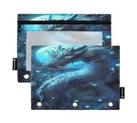 Ttgoth Estuche para lápices de 3 Anillas, Hojas de Margaritas, Estuche para lápices con Cremallera Transparente para Carpeta, Bolsa de cosméticos, Paquete de 2, a, 15.5X24.5cm, Moderno