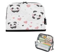 Ttgoth Estuche para lápices de pie, bonito panda de gran capacidad, plegable, portátil, organizador de almacenamiento para escritorio, escuela, suministros de oficina, 21 x 5 x 15 cm