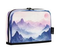Ttgoth Estuche para lápices de pie con diseño de montaña de acuarela de gran capacidad, plegable, portátil, organizador de almacenamiento para escritorio, escuela, suministros de oficina, 21 x 5 x 15