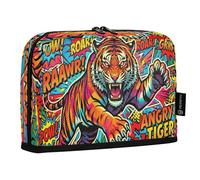 Ttgoth Estuche para lápices de pie con diseño de tigres de gran capacidad, plegable, portátil, organizador de almacenamiento para escritorio, escuela, suministros de oficina, 21 x 5 x 15 cm