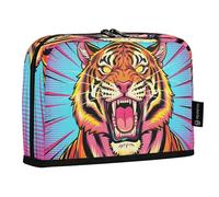 Ttgoth Estuche para lápices de pie con diseño de tigres de gran capacidad, plegable, portátil, organizador de almacenamiento para escritorio, escuela, suministros de oficina, 21 x 5 x 15 cm