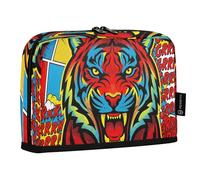 Ttgoth Estuche para lápices de pie con diseño de tigres de gran capacidad, plegable, portátil, organizador de almacenamiento para escritorio, escuela, suministros de oficina, 21 x 5 x 15 cm