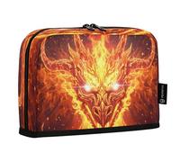 Ttgoth Estuche para lápices de pie, diseño de dragones de fuego, gran capacidad, plegable, portátil, organizador de almacenamiento para escritorio, escuela, suministros de oficina, 21 x 5 x 15 cm