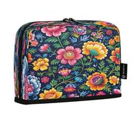 Ttgoth Estuche para lápices de pie, diseño de flores coloridas, gran capacidad, plegable, portátil, organizador de almacenamiento para escritorio, escuela, suministros de oficina, 21 x 5 x 15 cm