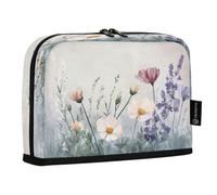 Ttgoth Estuche para lápices de pie, diseño de flores silvestres, bolsa plegable para bolígrafos, organizador de almacenamiento portátil para escritorio, escuela, suministros de oficina, 21 x 5 x 15 cm