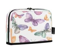 Ttgoth Estuche para lápices de pie, diseño de mariposas coloridas, gran capacidad, plegable, portátil, organizador de almacenamiento para escritorio, escuela, suministros de oficina, 21 x 5 x 15 cm