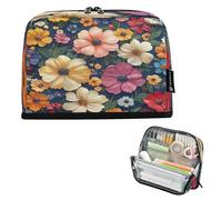 Ttgoth Estuche para lápices de pie, flores coloridas, gran capacidad, plegable, portátil, organizador de almacenamiento para escritorio, escuela, suministros de oficina, 21 x 5 x 15 cm