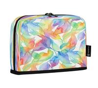Ttgoth Estuche para lápices de pie, hojas de arco iris, gran capacidad, plegable, portátil, organizador de almacenamiento para escritorio, escuela, suministros de oficina, 21 x 5 x 15 cm