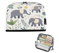 Ttgoth Estuche para lápices de pie, hojas de elefante, gran capacidad, plegable, portátil, organizador de almacenamiento para escritorio, escuela, suministros de oficina, 21 x 5 x 15 cm