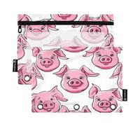 Ttgoth Estuche para lápices para Carpeta de 3 Anillas, Bonito Estuche de Panda con Cremallera Transparente para lápices, Bolsa de cosméticos, Paquete de 2, a, 15.5X24.5cm, Moderno