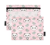 Ttgoth Estuche para lápices para Carpeta de 3 Anillas, Bonito Estuche de Panda con Cremallera Transparente para lápices, Bolsa de cosméticos, Paquete de 2, a, 15.5X24.5cm, Moderno
