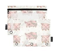 Ttgoth Estuche para lápices para Carpeta de 3 Anillas, Carpeta de Hojas de Hongo con Cremallera, Estuche Transparente para lápices para Carpeta, Bolsa de cosméticos, Paquete de 2, a, 15.5X24.5cm,