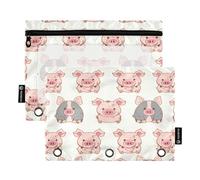 Ttgoth Estuche para lápices para Carpeta de 3 Anillas, Carpeta de Hojas de Hongo con Cremallera, Estuche Transparente para lápices para Carpeta, Bolsa de cosméticos, Paquete de 2, a, 15.5X24.5cm,