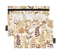 Ttgoth Estuche para lápices para Carpeta de 3 Anillas, diseño de Hojas Vintage, Estuche con Cremallera Transparente para lápices, Bolsa de cosméticos, Paquete de 2, a, 15.5X24.5cm, Moderno