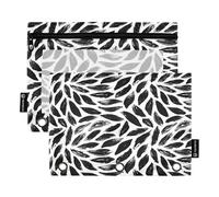 Ttgoth Estuche para lápices para Carpeta de 3 Anillas, Hojas Negras, Estuche con Cremallera Transparente para lápices, Bolsa de cosméticos, Paquete de 2, a, 15.5X24.5cm, Moderno