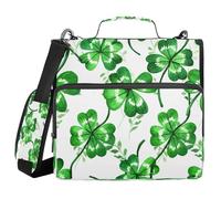 Ttgoth Green Clover - Carpeta con cremallera de 3 anillos de 1.5 pulgadas de capacidad, organizador de 500 hojas con correa para el hombro y asa, carpeta expandible de archivos para la escuela y la