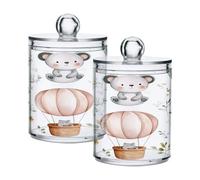 Ttgoth Green Clover Qtip - Dispensador de acrílico para baño, 2 tarros de boticario, organizador de maquillaje para almohadilla de algodón, brotes, hisopos, bolas