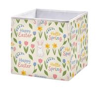 Ttgoth Happy Easter - Cubo de almacenamiento de tela plegable de 28 x 28 cm, organizador de armario para dormitorio, guardería, hogar