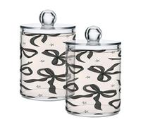 Ttgoth Jellyfish Qtip - Dispensador de acrílico para baño, 2 unidades, tarro de boticario, organizador de maquillaje para almohadilla de algodón, brotes, hisopos, bolas