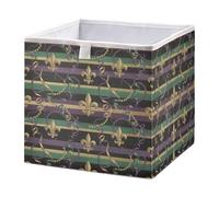 Ttgoth Mardi Gras Fleur De Lys - Cubo de almacenamiento con diseño de flores de 28 x 28 cm, plegable, de tela, organizador de armario, para dormitorio, guardería o hogar