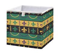 Ttgoth Mardi Gras Fleur De Lys - Cubo de almacenamiento con diseño de flores de 28 x 28 cm, plegable, de tela, organizador de armario, para dormitorio, guardería o hogar