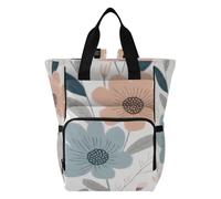 Ttgoth Mochila para pañales de flores bohemias, impermeable, con soportes aislados para botellas, mochila de viaje con correas para cochecito para mamá y papá