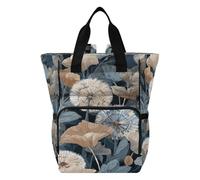 Ttgoth Mochila para pañales de flores de diente de león, impermeable, con soportes aislados para biberones, mochila de viaje con correas para cochecito para mamá y papá