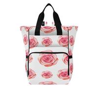 Ttgoth Mochila para pañales de flores, impermeable, con soportes aislados para botellas, mochila de viaje con correas para cochecito para mamá y papá