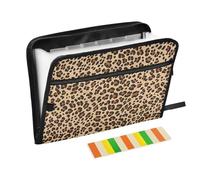 Ttgoth Organizador de archivos de acordeón con estampado de leopardo marrón, 13 bolsillos, carpeta expandible con etiquetas, soporte para documentos A4, organizador portátil de recibos y documentos