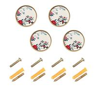 Ttgoth Pomos redondos japoneses abstractos florales de 32 mm, 4 tiradores de puerta de armario de cocina, accesorios decorativos para muebles