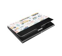 Ttgoth Portatarjetas de visita de vehículo de dibujos animados para hombres y mujeres, piel sintética y acero inoxidable, funda para tarjetas de identificación, para viajes y trabajo, a, 9.3x5.8x1 cm