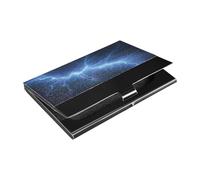 Ttgoth Portatarjetas de visita Lightning para hombres y mujeres, piel sintética y acero inoxidable, funda para tarjetas de identificación, para viajes y trabajo, a, 9.3x5.8x1 cm, Moderno