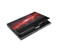 Ttgoth Red Lightning - Tarjetero para hombres y mujeres, piel sintética y acero inoxidable, bolsillo para tarjetas de identificación, para viajes y trabajo, a, 9.3x5.8x1 cm, Moderno