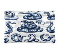 Ttgoth Tapete para cama de perro con diseño de serpientes azules y blancas, suave, lavable, con parte inferior antideslizante para perros grandes, medianos y pequeños, 18 x 24 pulgadas