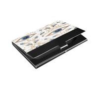 Ttgoth Tarjetero azul contra el mal de ojo para hombres y mujeres, piel sintética y acero inoxidable, funda para tarjetas de identificación, para viajes y trabajo, a, 9.3x5.8x1 cm, Moderno